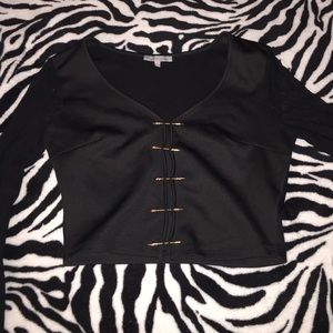 black crop top with long sleeves