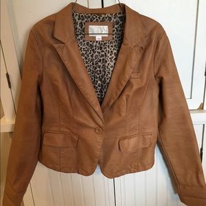 Faux Leather high low jacket