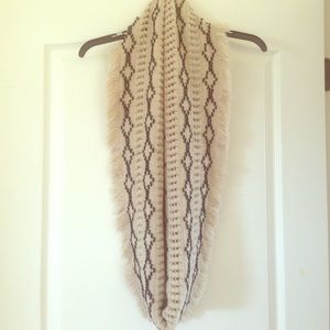 New tan and black infinity scarf