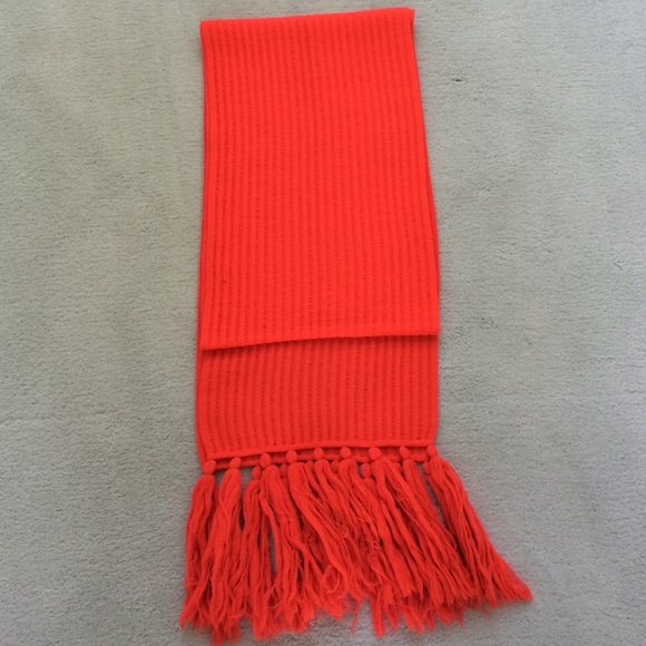 FRINGES ARE IN Long Red/Orange scarf madein Italy