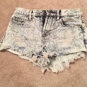 High waisted jean shorts