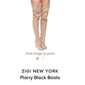 Suede Camel laced thigh high boots