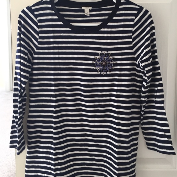 JCrew jeweled striped tshirt size S