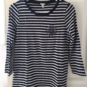 JCrew jeweled striped tshirt size S