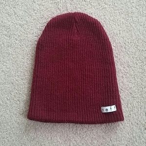 Neff burgundy maroon knit beanie cap hat