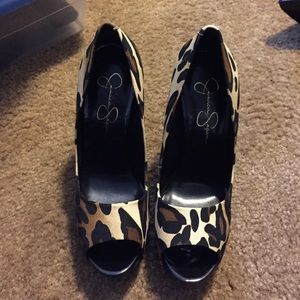 Jessica Simpson Leopard open toe  heels