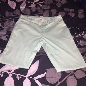 Mint colored skinny leg jeggings