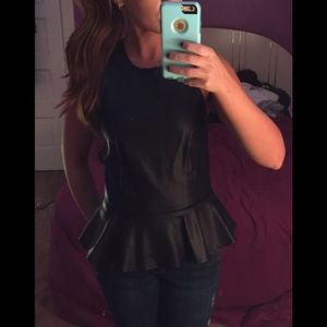 Black faux leather peplum
