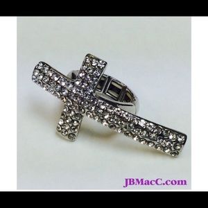 Crystal Encrusted Cross Ring