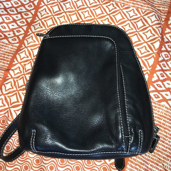 St. John's Bay Handbags - Fine black leather back pack/2