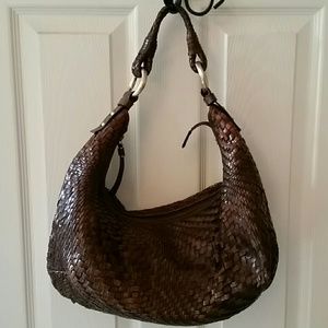 Cole Haan Saddle Woven Leather Hobo "Genevieve"