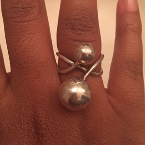 Real 925 silver 2 ball ring