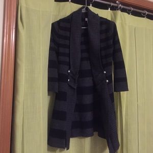 Candie's grey and black striped sweater