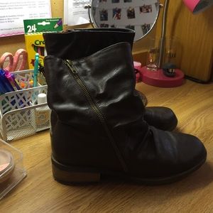 Brown leather booties! Only worn a couple of times