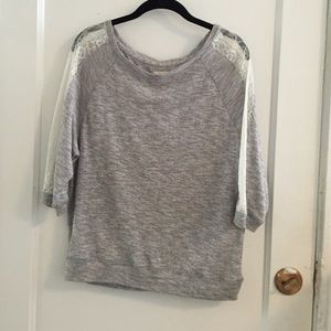 Grey and lace sweater/shirt