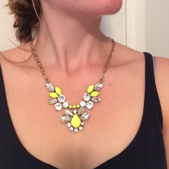 J.crew necklace with neon yellow and brass details