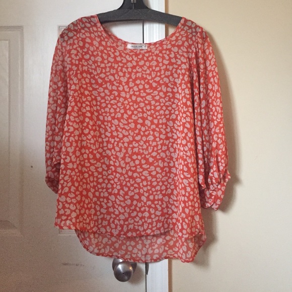 Orange Animal print sheer top