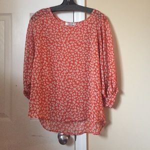Orange Animal print sheer top