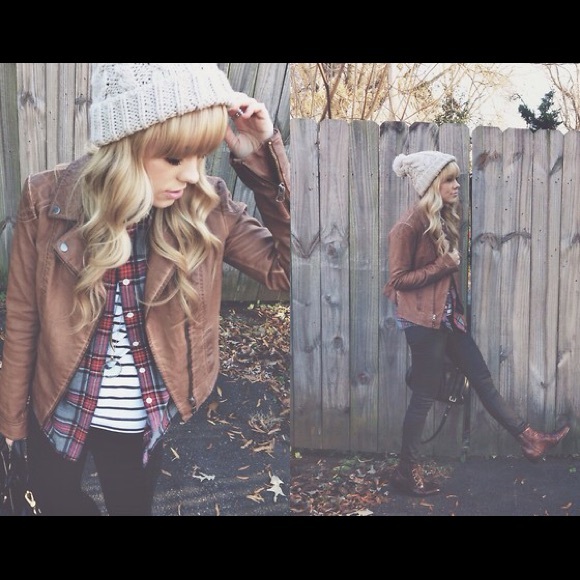 Brown vegan leather coat