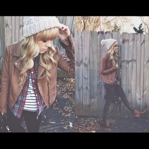 Brown vegan leather coat