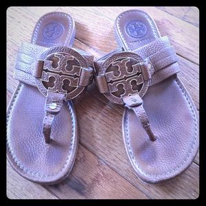 Tory Burch Tumbled Leather Miller Sandals