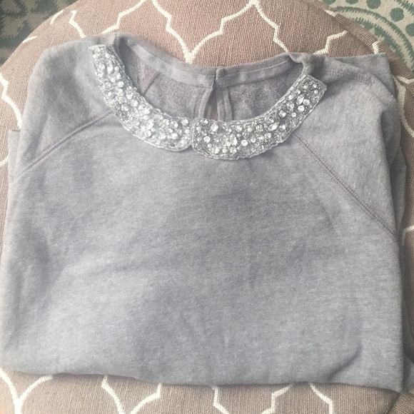 Jeweled collared sweatshirt