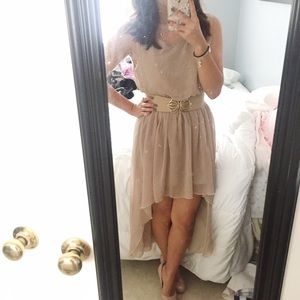 Tan high low dress