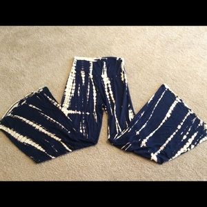 Navy blue and tan lounge pants