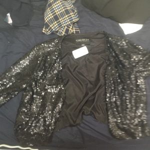 Matte sequin crop blazer