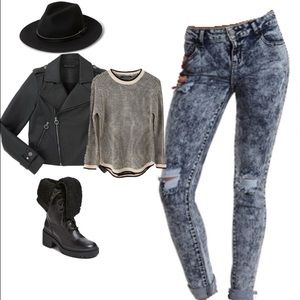 Guess 5 pocket acid wash denim jeans