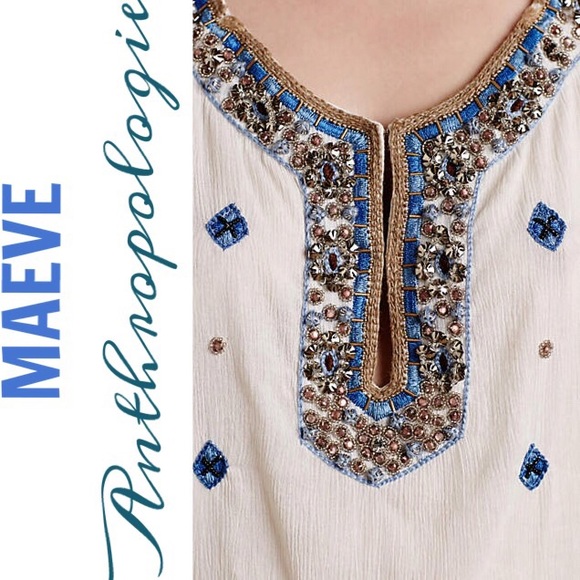 NIP Maeve Anthropologie Embroidered Beaded Blouse - Picture 4 of 4