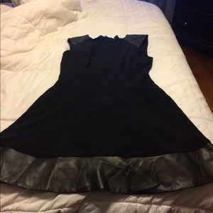 H & M Black dress with faux leather trim size 12