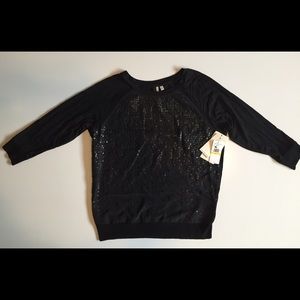 New Calvin Klein Black Top leather sequins