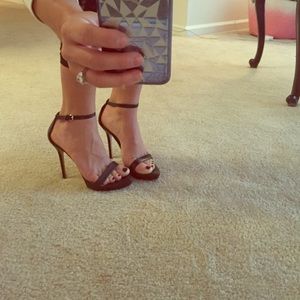 Zara leather ankle strap heels