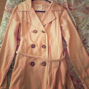 Pink button down trench coat