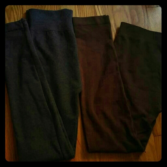 Two poof leggings grey and brown