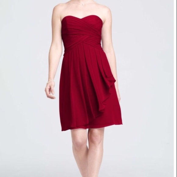 David's Bridal Apple Short Bridesmaid Dress