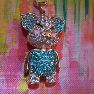 2 pig necklaces one blue one pink bundle