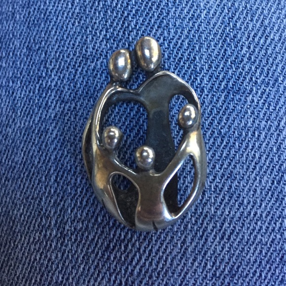 Vintage Silver Family Necklace Pendant