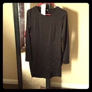 black body con dress from Tobi. Cross cross front.