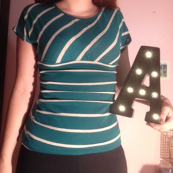 Dark green and grey striped shirt