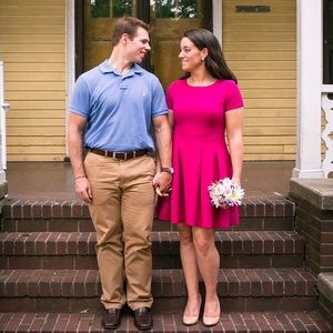 Shoshanna Cassidy Seam-waist Dress - Hot Pink