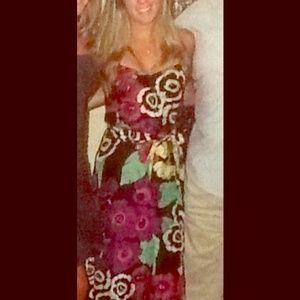 Tropical floral print maxi dress