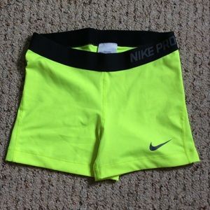 NWOT Nike Women's Pro Neon Yellow-Green Spandex