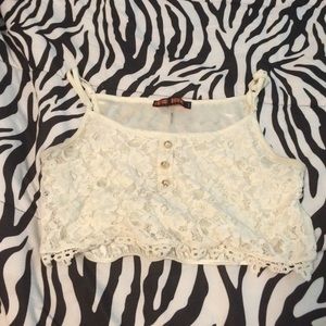 Cute Lace crop top w/ gold button accents