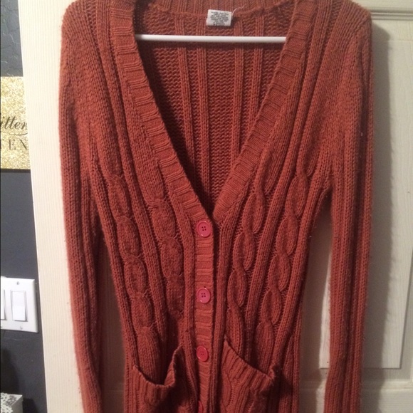 Burnt orange knit cardigan perfect for fall