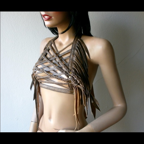Warrior women leather costume top