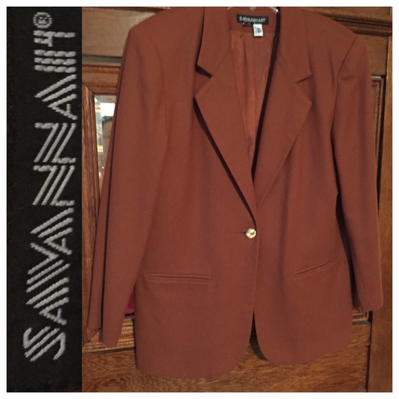 Savannah 100% Wool Brown Blazer Size 14