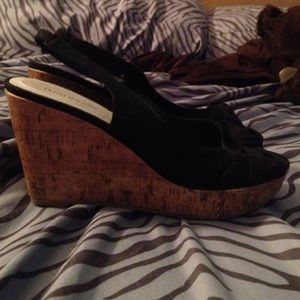 Black wedges, size 7