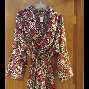 Minky soft bathrobe, floral, L/XL